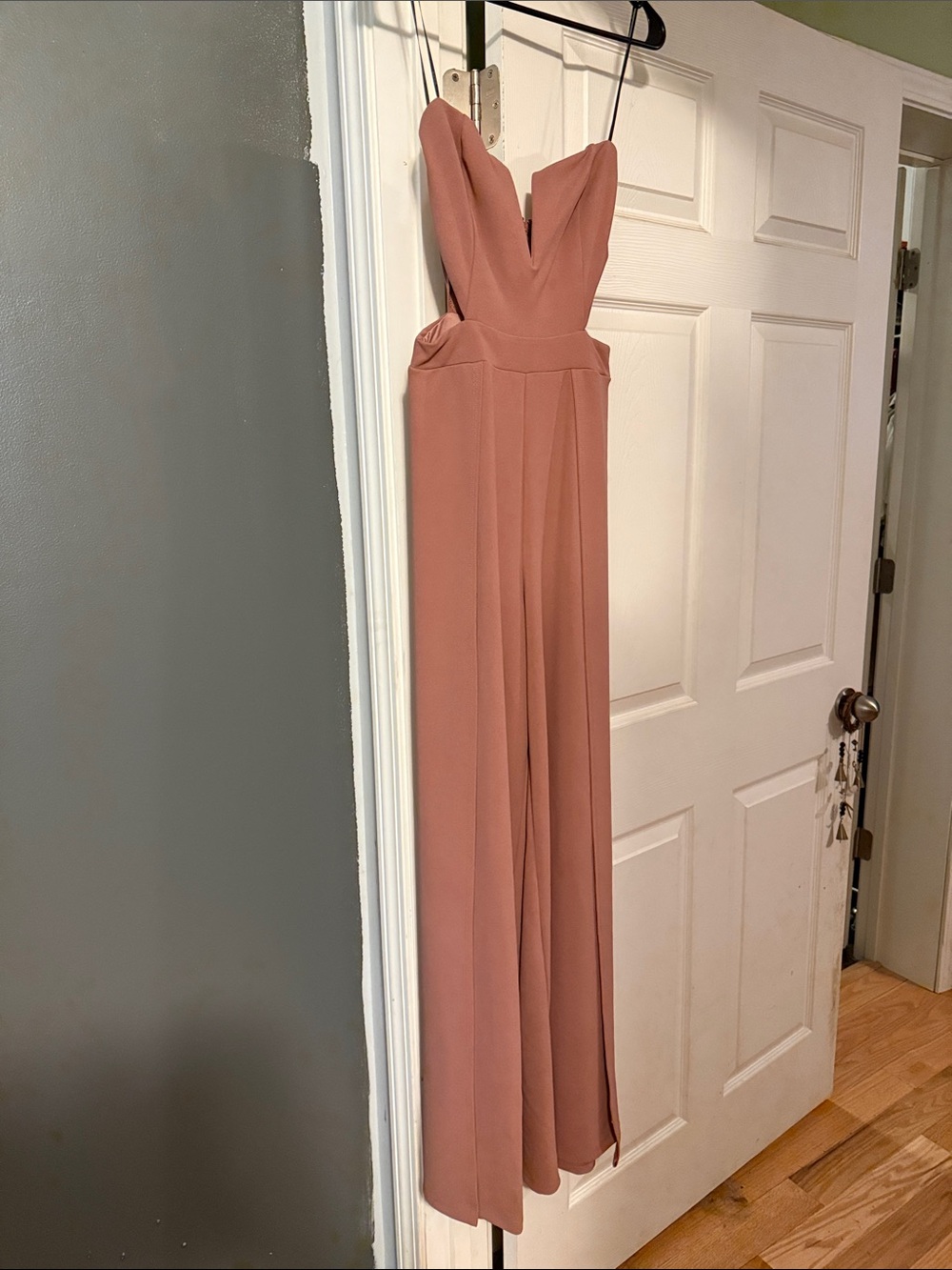 Symphony Dusty Rose Strapless Wide-Leg Jumpsuit